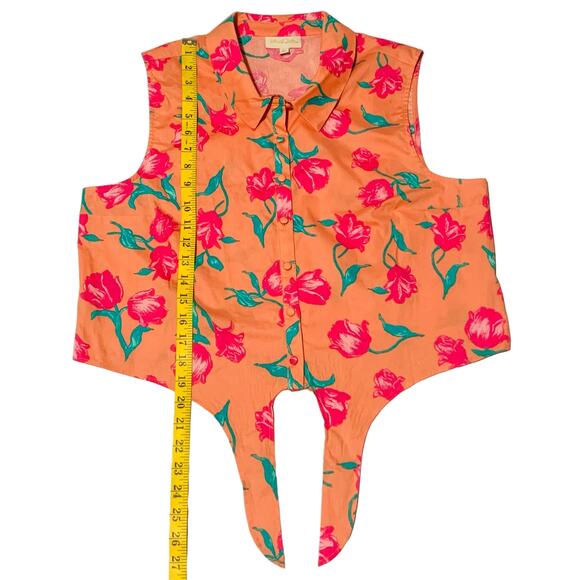 MODCLOTH Tie Front Top XL Sleeveless Tulips Cropped Floral Colorful Mod Cloth - Picture 4 of 7